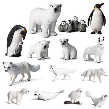 Simulacija Arktiki Divje Živali Nastavite Polarni Medved, ki je Pingvin Mladiča Živalskem vrtu Model Slika Zbirka Spoznavanja Izobraževalne Igrače za Otroke Darilo