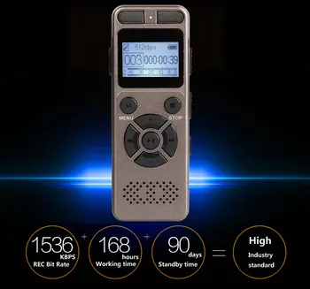 Siva Skrivnost Digitalni Avdio Snemalnik 8GB 16GB 32GB Profesionalni Prenosni Snemalnik MP3 Za Poslovna Podpora do 64 G TF Kartica