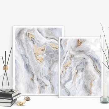 Sivi Marmor Plakat Nordijska Wall Art Agate Platno Plakatov in Fotografij Barvanje Slike za dnevno Sobo, Moderno Dekoracijo Doma