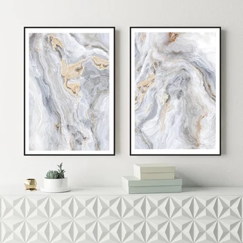 Sivi Marmor Plakat Nordijska Wall Art Agate Platno Plakatov in Fotografij Barvanje Slike za dnevno Sobo, Moderno Dekoracijo Doma