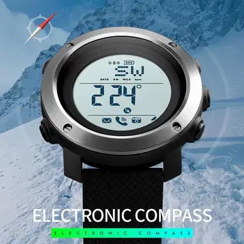 SKMEI Šport Pametno Gledati Moške Smartwatch Nepremočljiva Jeklen Obroč, Bluetooth Magnetni Chargeing Elektronski Kompas Reloj Inteligentnim