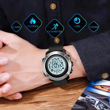 SKMEI Šport Pametno Gledati Moške Smartwatch Nepremočljiva Jeklen Obroč, Bluetooth Magnetni Chargeing Elektronski Kompas Reloj Inteligentnim