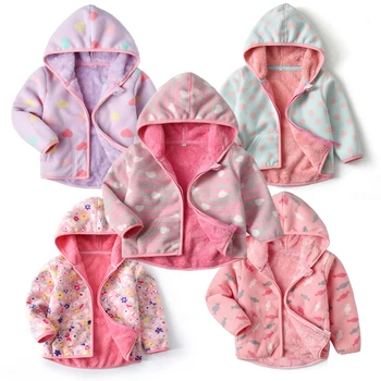 Skoki Metrov Nove Zimske Jeseni Runo Kapuco za Dekleta, Obleka Zadrgo Baby Vroče Oblačila Moda Otroci Outwears