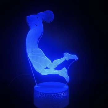 Slam Dunk Košarka Šport 3D Lučka Vroče Prodajo Svetle Base Neposredno Dobavo Barva Spreminja z Daljinskim Led Nočna Lučka Lučka