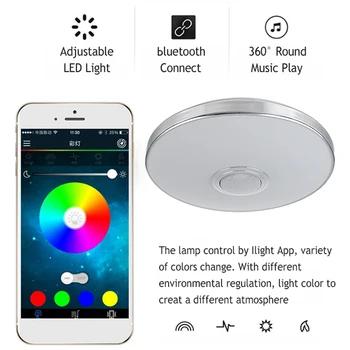 Smart LED Stropa, Svetloba, možnost zatemnitve z bluetooth Zvočnik APP Remote Control RGB Glasbe Stropne luči za dnevna soba Spalnica