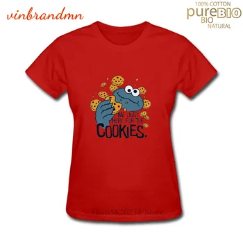 Smešno Mi je samo tukaj za piškotke Majica s kratkimi rokavi Ženske Novost najboljša igralka Cookie Monster majica s kratkimi rokavi Dekliška Oblačila blagovne Znamke Camiseta Mujer