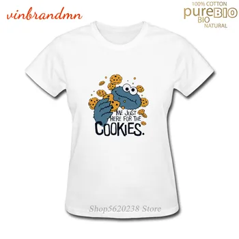 Smešno Mi je samo tukaj za piškotke Majica s kratkimi rokavi Ženske Novost najboljša igralka Cookie Monster majica s kratkimi rokavi Dekliška Oblačila blagovne Znamke Camiseta Mujer