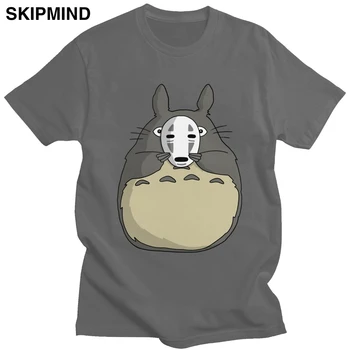 Smešno Moj Sosed Totoro Tshirt Moški Bombaž Japonske Animacije, Št Obraz Studio Ghibli Duha Tee Kratek Rokav Natisnjeni T-shirt