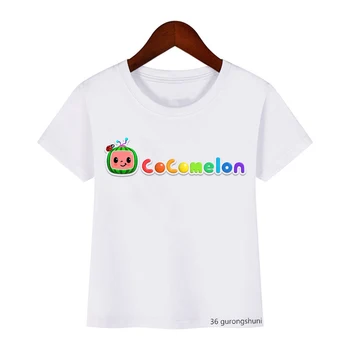 Smešno otroci oblačila mavrica lubenica ladybug natisni t-shirt fantje dekleta kawaii otroci majica bele kratkimi rokavi tshirt poletje vrhovi