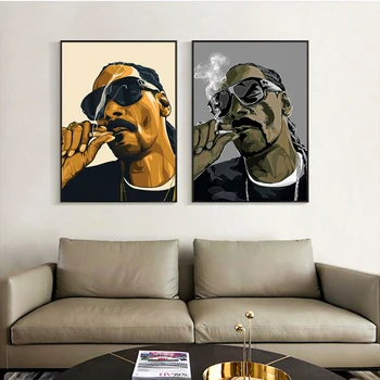 Snoop Dogg Kajenje Plakatov in Fotografij Hip Hop Rapper Portret Platno Slikarstvo na Wall Art Slik, Dnevna Soba Dekor