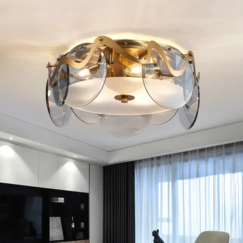 Sodobnih stropni lestenec za spalnico, dnevno sobo luksuzni stekla luç doma dekor brušena zlato led razsvetljave v zaprtih prostorih