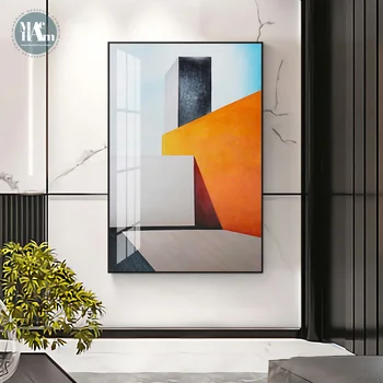 Sodobno Abstraktno Oranžna geometrijske barvo, teksturo Platno Umetniške Slike Za dnevno Sobo, Plakati, Tiskanje Steni Plakat Doma Dekor