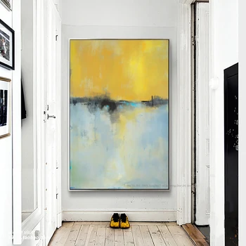 Sodobno abstraktno slikarstvo rumeno modro platno slikarstvo cuadros decoracion salon dekorativne slike oljno sliko za dnevno sobo