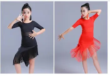 Sodobno Dekle latinski Ples Obleko Za Deklice, rdeče tang Ballroom Ples Obleka otroka Konkurence Dancewear Otroci Plesne obleke