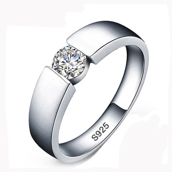 Solitaire moški prstan 925 Sterling srebro AAAAA cz kamen Luksuzni Angažiranost, Poročni Bend, Obroči za moške Izjavo Stranke Fine Nakit