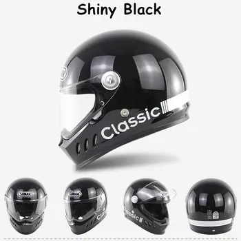 SOMAN Moških Black Motoristična Čelada Plovec Cascos Pika Moto Čelada Retro Vintage Moto Čelade Flip Up Vizir Motoristična Čelade