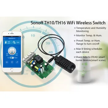 Sonoff TH 10A/16A wifi Smart Stikalo Krmilnika s senzorjem Temperature In Nepremočljiva Vlažnost Spremljanje Pametni Dom