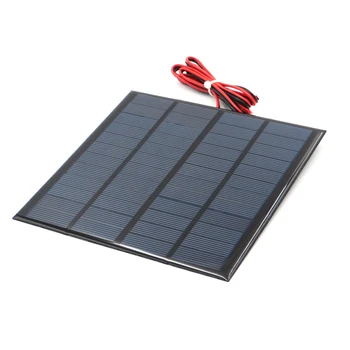 Sončne celice, Polikristalni Silicij 12V 3W z 100cm podaljša kabel, Polnilec za Baterije DIY Modul Mini Sončne Celice žice igrača