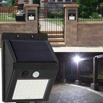 Sončni Vrt Svetlobe 30 LED Solar Powered PIR Senzor Gibanja Lučka Nepremočljiva Zunanja Razsvetljava Dekoracija Luči Brezžični Stenska Svetilka