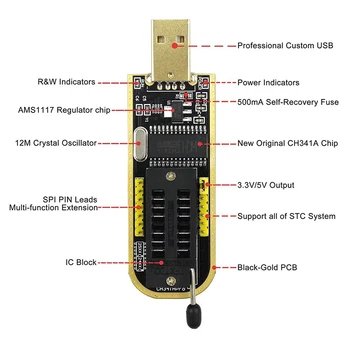 SOP8 SOIC8 Preskusni Posnetek za EEPROM 25CXX / 24CXX z CH341A 24 25 Serije EEPROM-a (Flash) Bios USB Programer