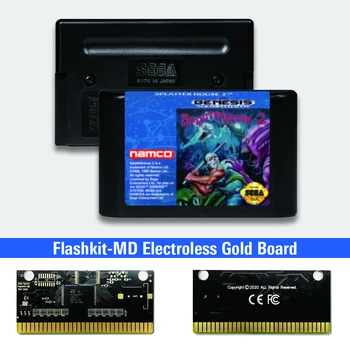 Splatterhouse 2 - ZDA založbo Flashkit MD Electroless Zlato PCB Kartico Sega Genesis Megadrive Video Igra Konzola