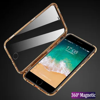 Spredaj Nazaj Steklo Ohišje za iPhone 11 Pro max Primeru Magnetni 360 Celotno Telo, Aluminij Metal Smešno Kritje za iPhone XS MAX XR Primeru