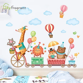 Srčkan cartoon živali otroci sobo, nalepke za dekoracijo doma dekor vrtec postavitev Vhoda v ozadju stenske nalepke, samolepilne