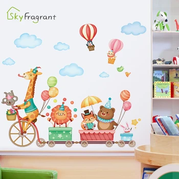 Srčkan cartoon živali otroci sobo, nalepke za dekoracijo doma dekor vrtec postavitev Vhoda v ozadju stenske nalepke, samolepilne