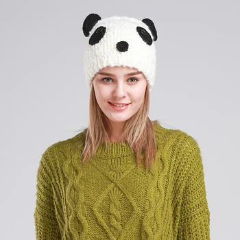 Srčkan Panda Beanies Zimske Kape za Ženske Beanie Klobuk Novost Kape Bonnet Femme