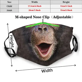 Srčkan Živali Vesel Šimpanz - Monkey Face Darilo Smešno Tiskanja Za Večkratno Uporabo Pm2.1206 Filter Za Masko Srčkan Živali Vesel Šimpanz Monkey Face