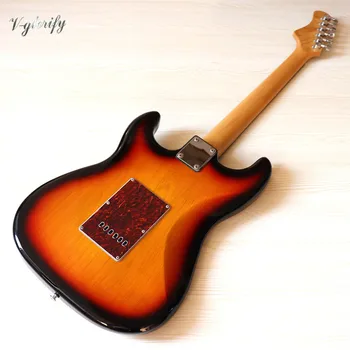 ST električna kitara sunburst barva, visoki sijaj 39 palčni basswood telo s kanado, javorjev vrat dobra kvaliteta