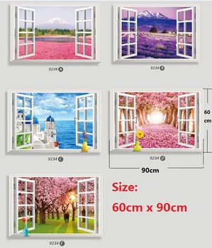 Stenske poslikave 3D tri-dimenzionalni stenske nalepke okno Mount Fuji Nalepke za dom hotelski sobi, kopalnica Dekoracijo WX1591648