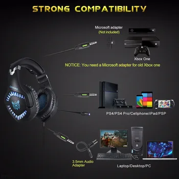 Stereo 3,5 mm Gaming Slušalke Igralec Slušalke šumov Mikrofona Igra Slušalke Z Mikrofonom Za Računalnik PS4 PC Xbox Eno