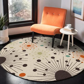Stilsko sodobne oranžno-rjavo piko umetnosti povzetek ray krožne dnevna soba, spalnica nedrsečo mat preprogo
