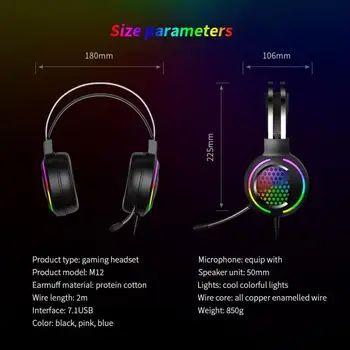 Surround Gaming Slušalke Stereo Surround USB 3.5 Jack Žične Slušalke LED Gaming Slušalke z Mikrofonom za Tablični RAČUNALNIK za PS4 Auriculares