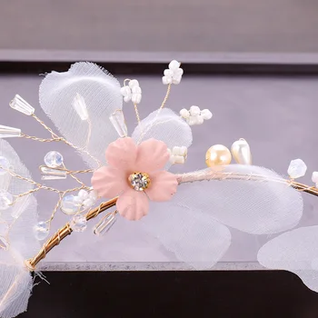 Svilena preja cvet glavo poročno obleko, nakit družico dodatki