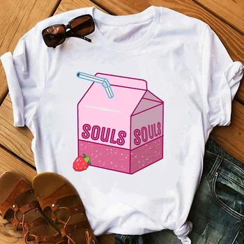 T-shirt lepe gotske vrhovi letnik jagode mleka tshirt ženske poletne obleke t shirt grunge estetske ulične dropshipping