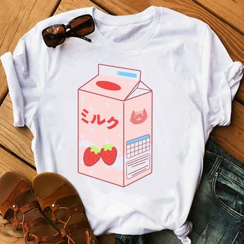 T-shirt lepe gotske vrhovi letnik jagode mleka tshirt ženske poletne obleke t shirt grunge estetske ulične dropshipping