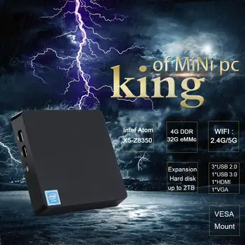 T11 Mini PC Intel Atom X5-Z8350 Quad Core Win10 Mini Računalnik 2.4 G/5 G WIFI, BT HDMI, USB 3.0, 4G 32 G/4G 64 G VGA Pocket PC