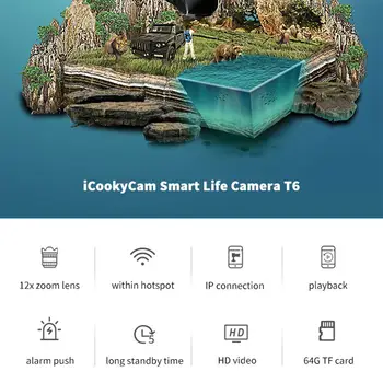 T6 Smart 720P Mini Kamera 12X Zoom dostopne točke WiFi IP Kamera Gibanja-Odkrivanje Nočnega Vida Otroška Spalna Zaslon Zaščita za Kamero