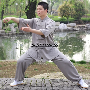 Tai chi Wushu bo ustrezala Kung Fu Uniforme Kratek rokav Tradicionalna Kitajska Oblačila Borilne veščine Tai Chi Vadbe Oblačila za Moške