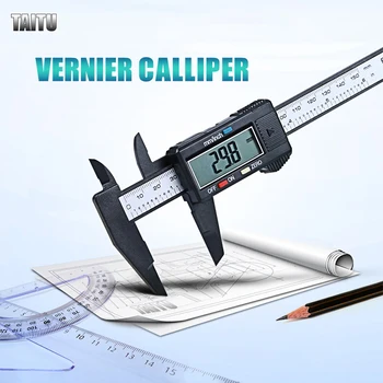 TAITU Vernier Kaliper 0-100 mm/0-150mm 6 inch Merilno Orodje, Plastika LCD Digitalni Elektronski Ogljikovih Vlaken Vladar Merilnik Mikrometer