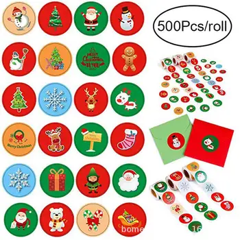 Taoup 500pcs Vesel Božič Nalepke Drevo Okraski Božič Decors za Dom Xmas Party Darila Pakiranje Blaga Santa Claus