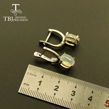 TBJ ,Preprost opal uhan naravnih etiopiji opal zaponko uhan prepogniti 7*9 mm 3ct 925 sterling srebro fine nakit za ženske, darilo