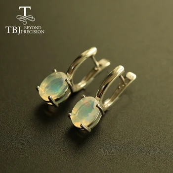 TBJ ,Preprost opal uhan naravnih etiopiji opal zaponko uhan prepogniti 7*9 mm 3ct 925 sterling srebro fine nakit za ženske, darilo