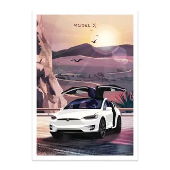 Tesla Model X Plakat Papirja za Tiskanje Wall Art in Dekor (8
