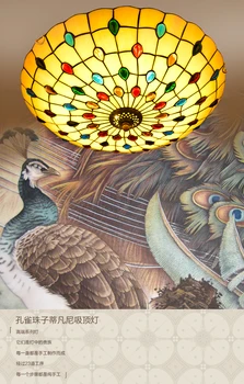 Tiffany mediteranskem slogu pav naravnih lupini stropne luči za keramiko noč svetlobe led svetilka talna bar domačo razsvetljavo