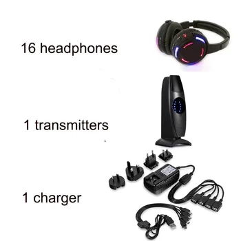 Tiho Disco Slušalke - LED Akumulatorske Brezžične Slušalke z 16+1 Tovarniško Dobavo