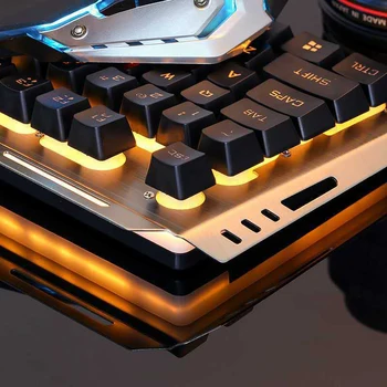 Tipkovnice In Miške angleški RGB LED Svetlobo Osvetljen Osvetljen Gaming Tipkovnica Mehanske Podobne Ergonomsko Za PC Gamer
