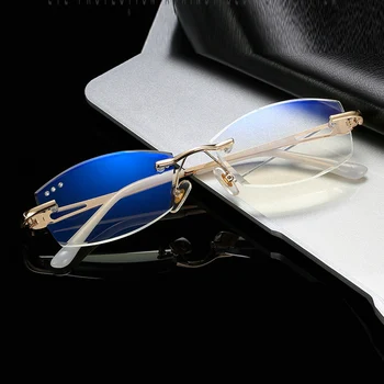 Titan Okvir Ultra Lahka Rimless Okvir Diamond Cut Ženske Luksuzni Obravnavi Očala +0.75 +1 +1.25 +1.5 +1.75 +2 +2.25 +2.5 za +4